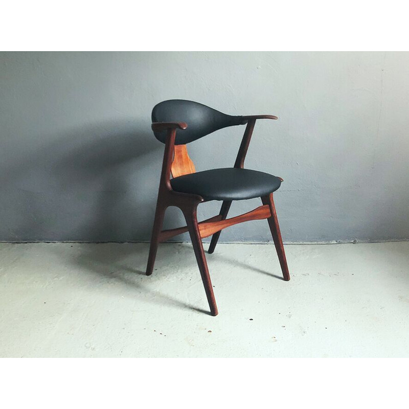 Vintage cow horn chair by Louis van Teeffelen for AWA factory, 1950s