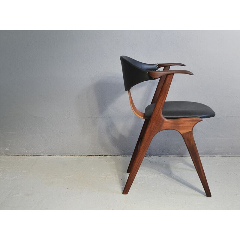 Vintage cow horn chair by Louis van Teeffelen for AWA factory, 1950s