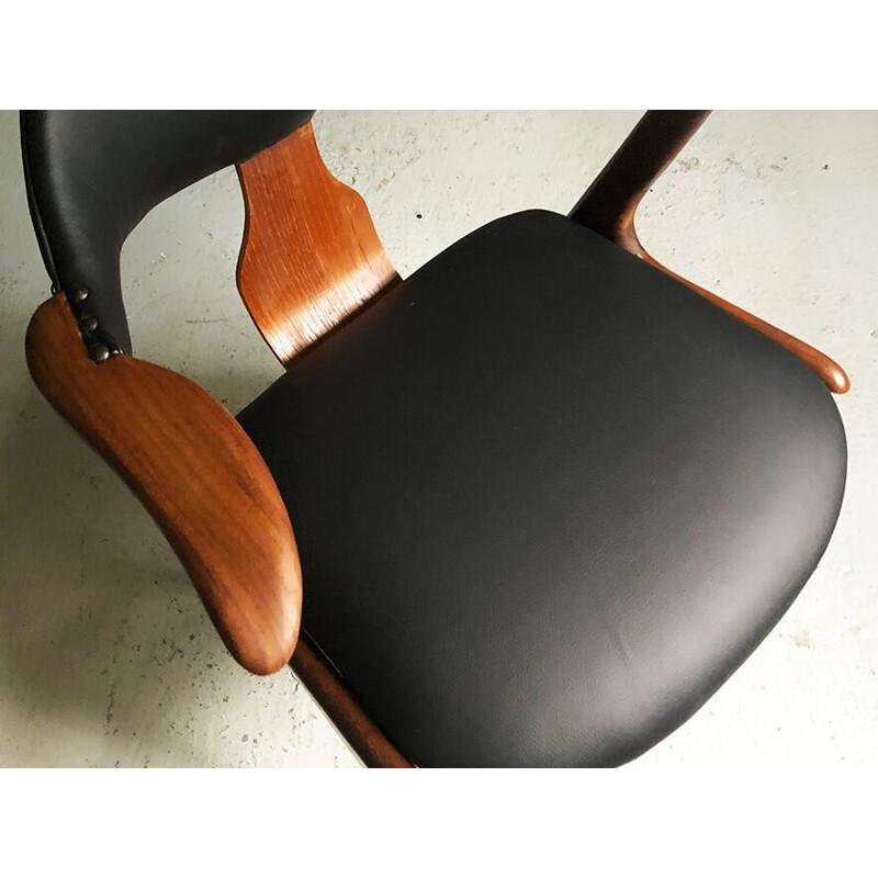 Vintage cow horn chair by Louis van Teeffelen for AWA factory, 1950s