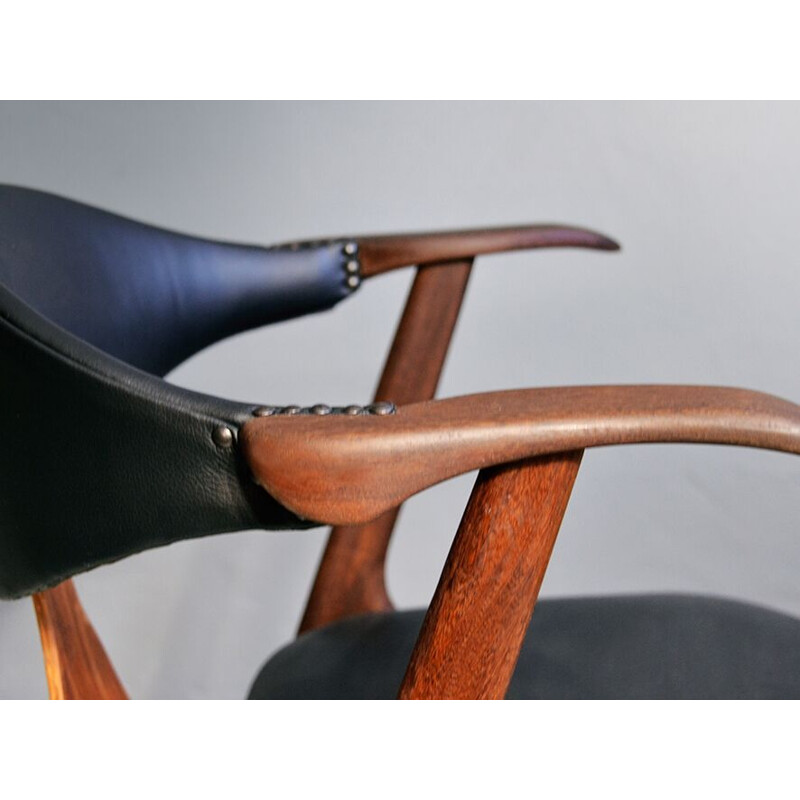 Vintage cow horn chair by Louis van Teeffelen for AWA factory, 1950s