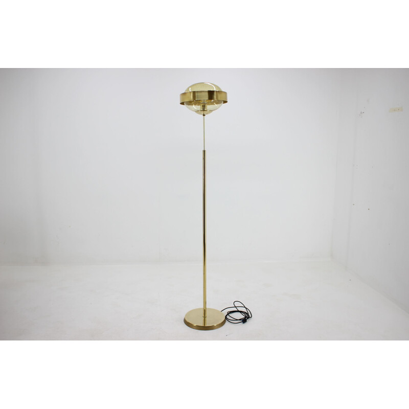 Vintage "Preciosa" gold floor lamp, Czechoslovakia, 1970s