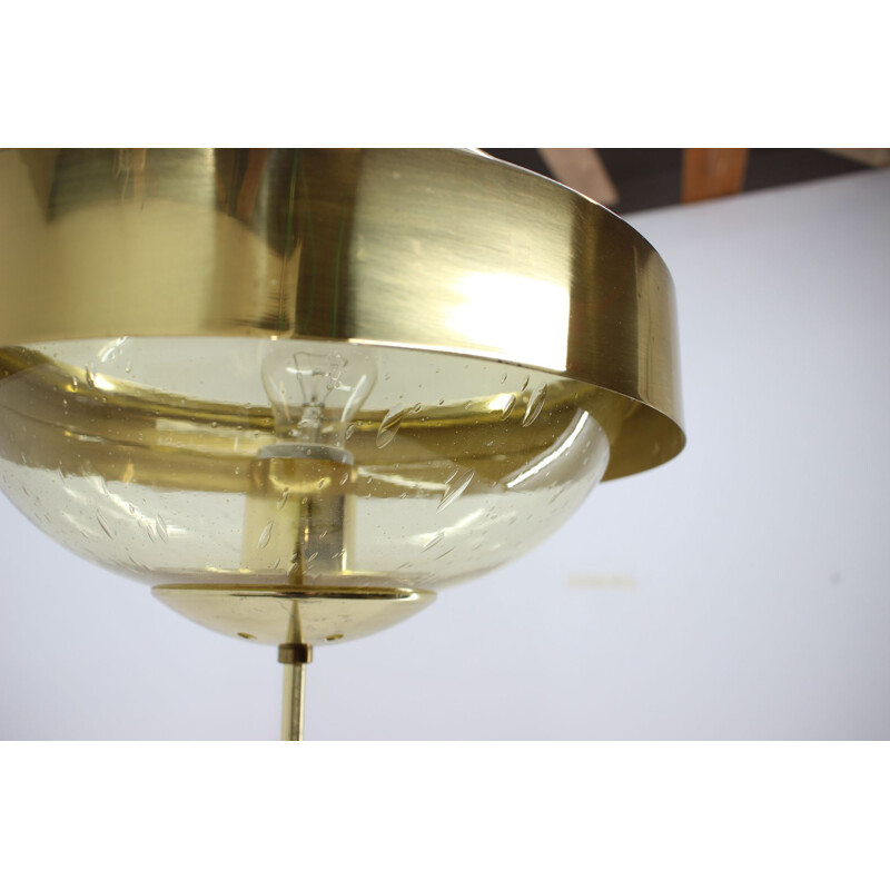 Vintage "Preciosa" gold floor lamp, Czechoslovakia, 1970s