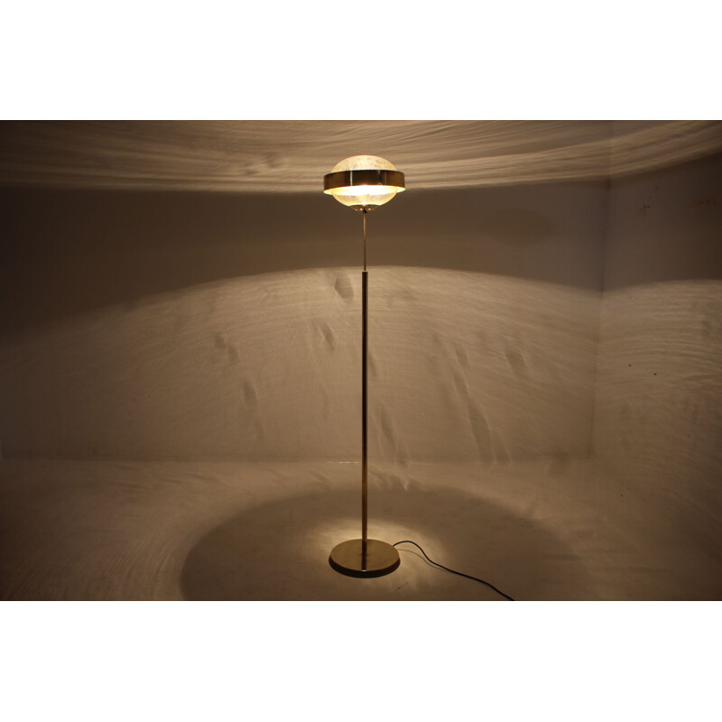 Vintage "Preciosa" gold floor lamp, Czechoslovakia, 1970s