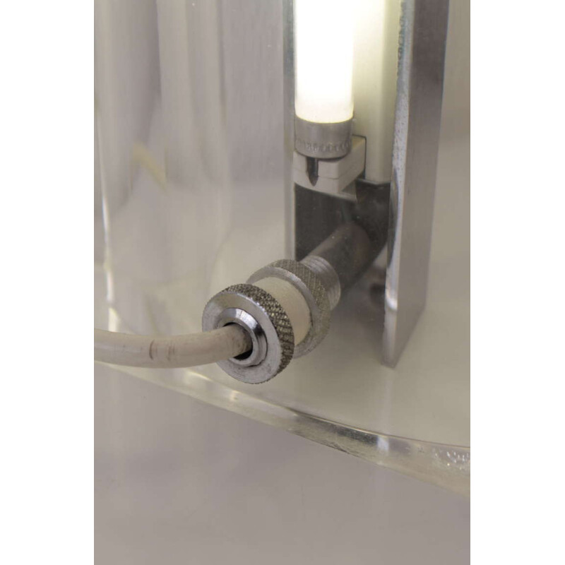 Vintage table lamp in plexiglass and inox - 1970s