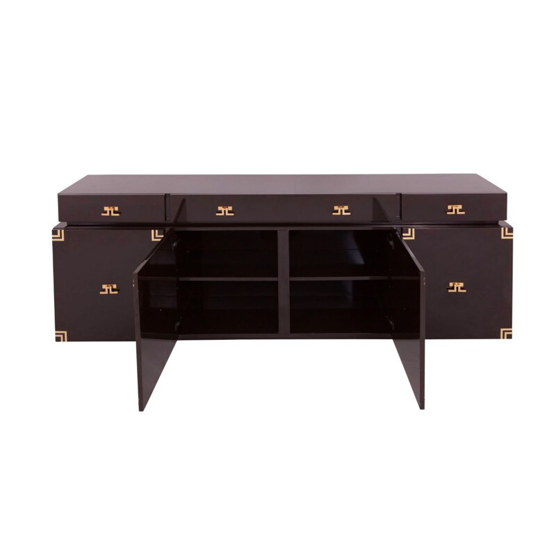 Vintage sideboard in wood and brass for Maison Jansen - 1960s