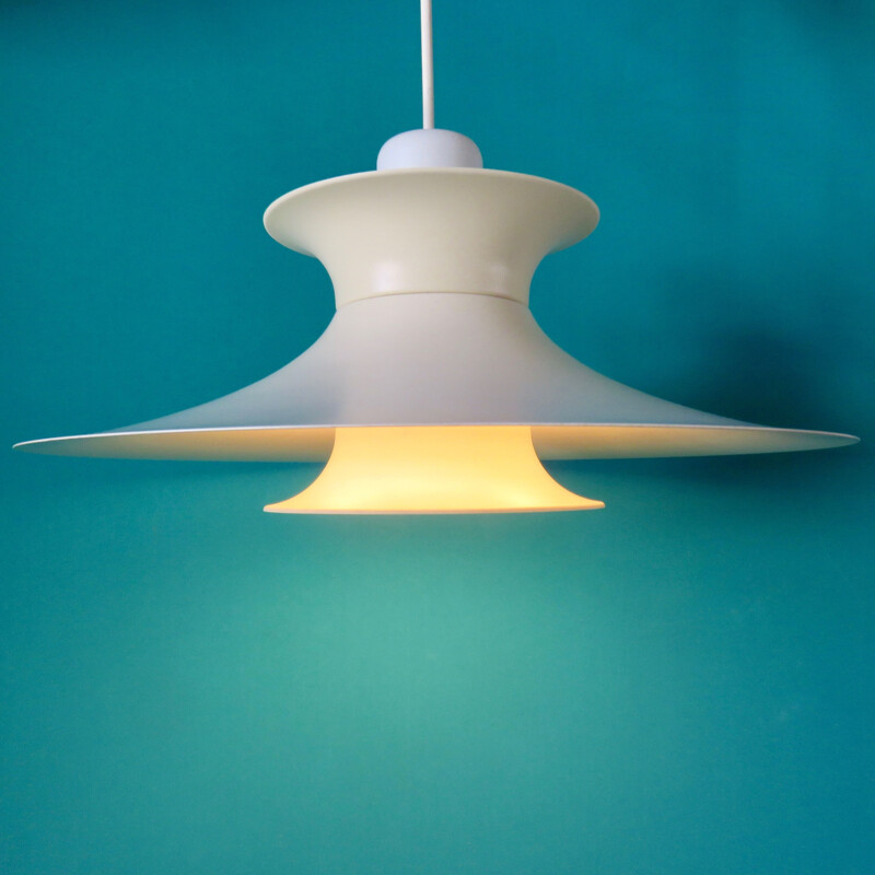 Vintage white corolla hanging lamp Denmark 1970