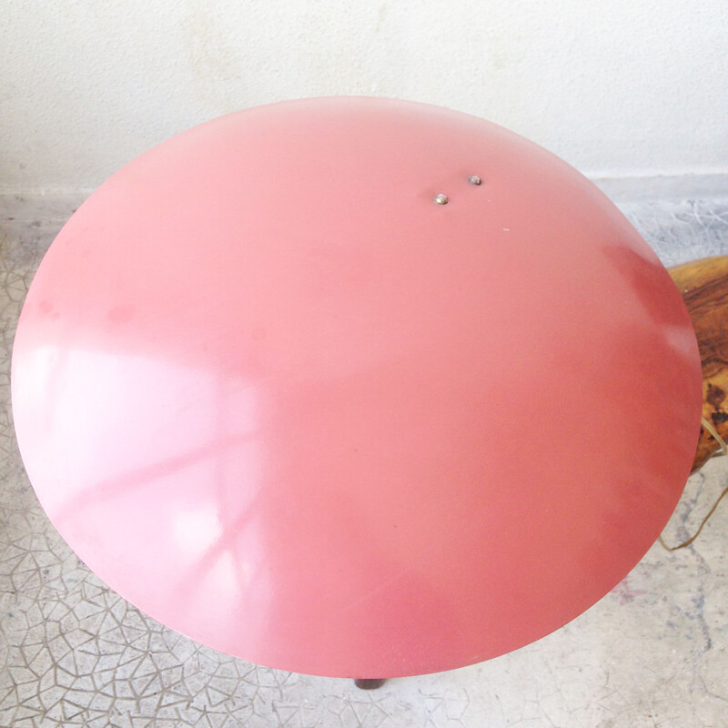 Vintage desk lamp in pink lacquered brass 1950