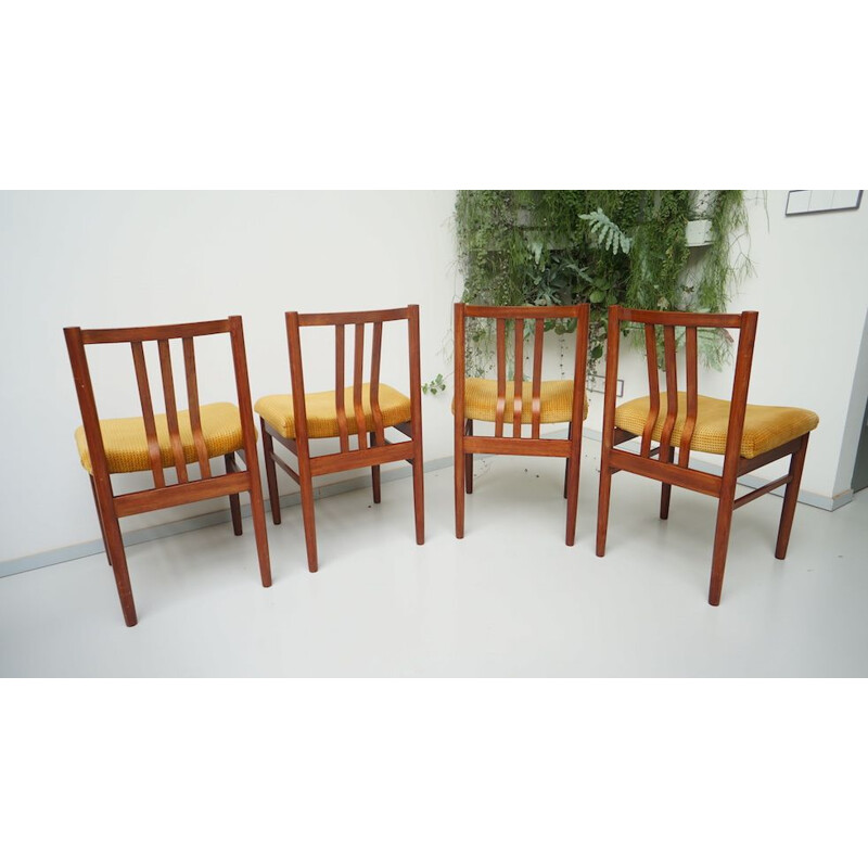 Set of 4 vintage rosewood dining chairs yellow 1950