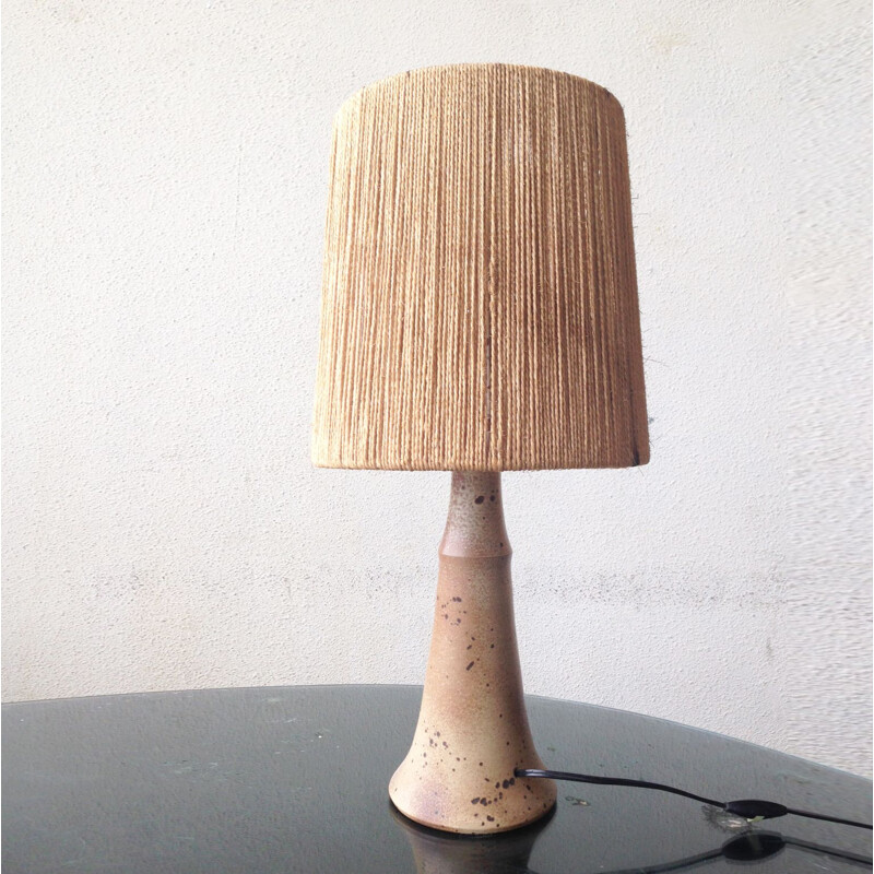 Lampe vintage en grès et céramique, France 1970