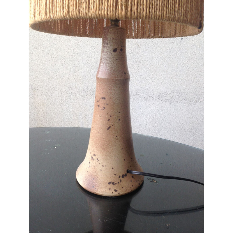 Lampe vintage en grès et céramique, France 1970