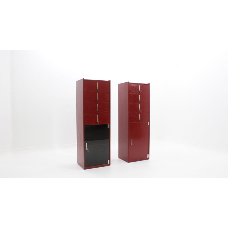 Set of 2 vintage lacquered cabinets by Vittorio Introini for Saporiti, 1970