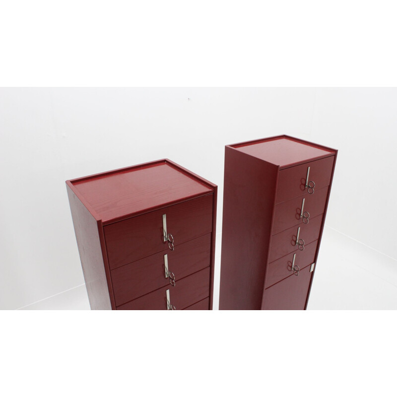Set of 2 vintage lacquered cabinets by Vittorio Introini for Saporiti, 1970