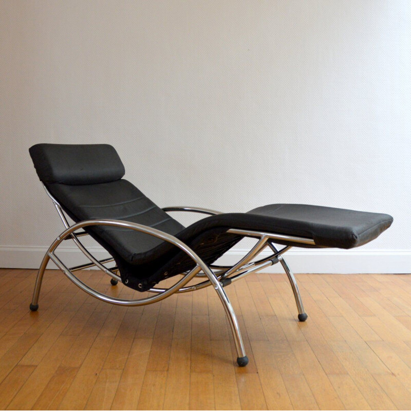 Vintage long rocking and lounge chair 1970 