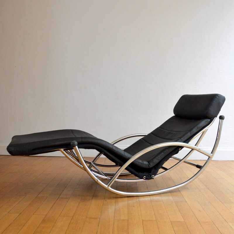 Lange schommelstoel, vintage 1970