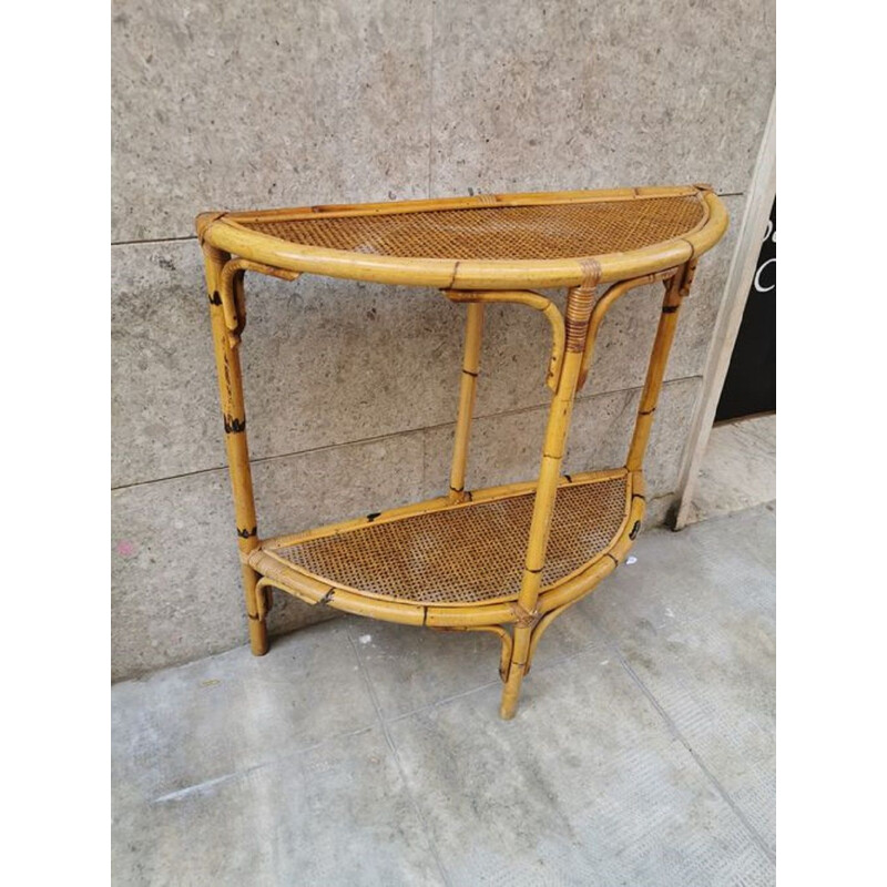 Vintage console in Bamboo and Rattan 1960