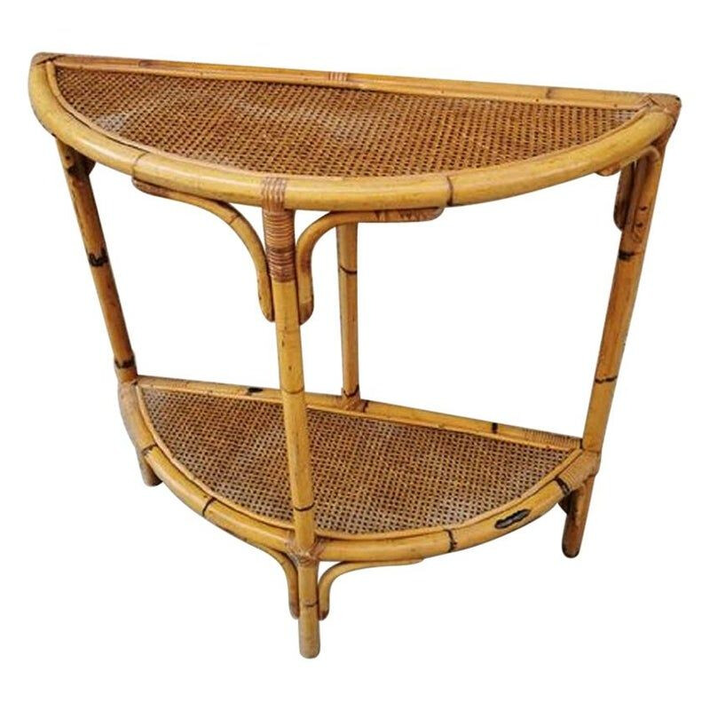 Console vintage en bambou et rattan 1960