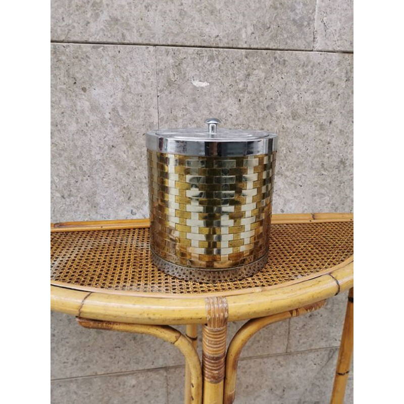 Vintage brass and steel ice bucket, Italy 1970