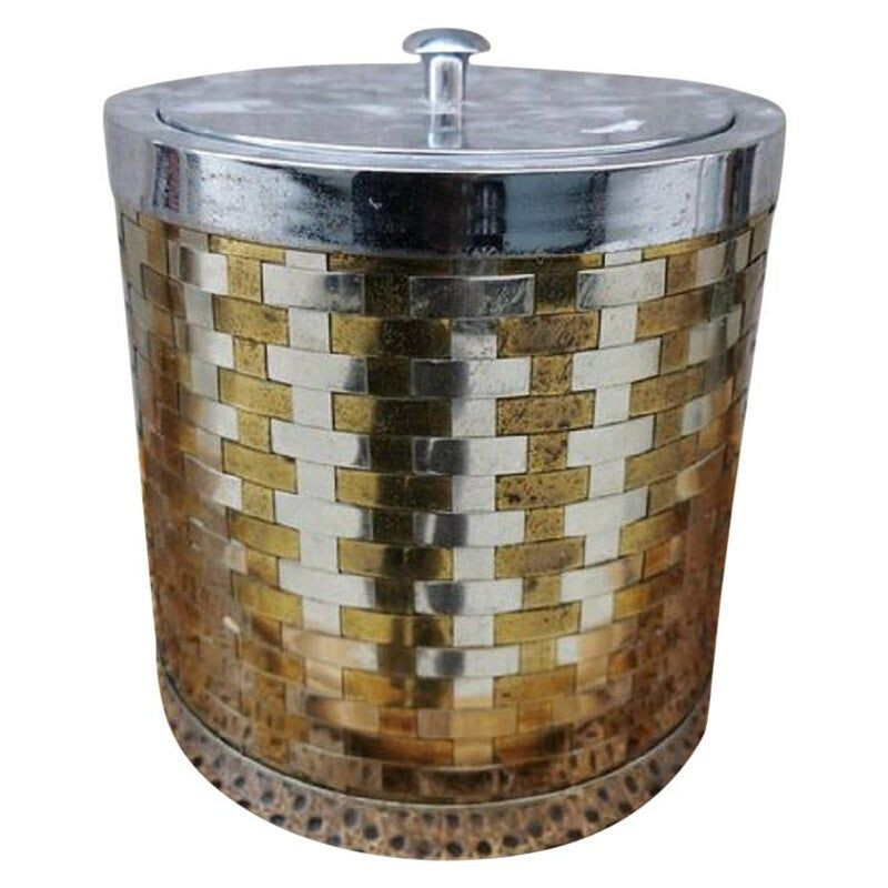 Vintage brass and steel ice bucket, Italy 1970