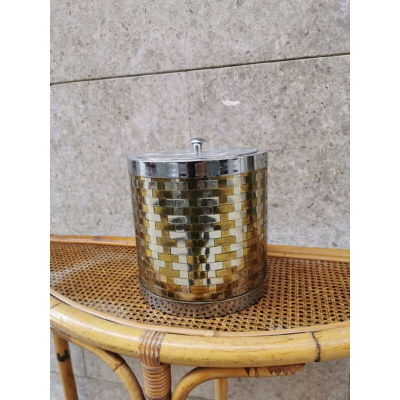 Vintage brass and steel ice bucket, Italy 1970