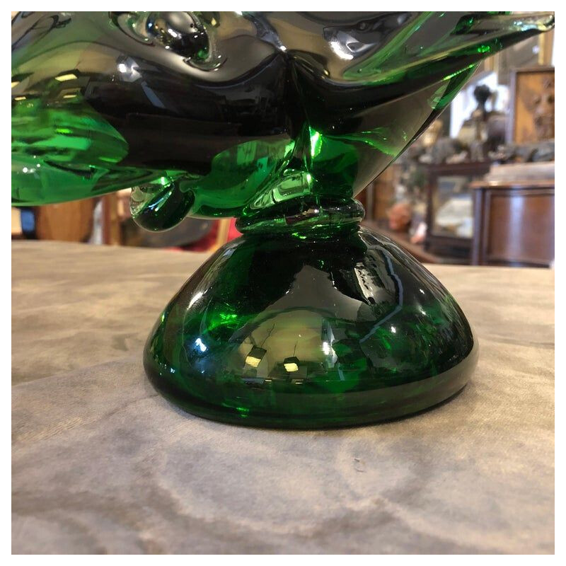 Tiburón verde y rojo en cristal de Murano 1970