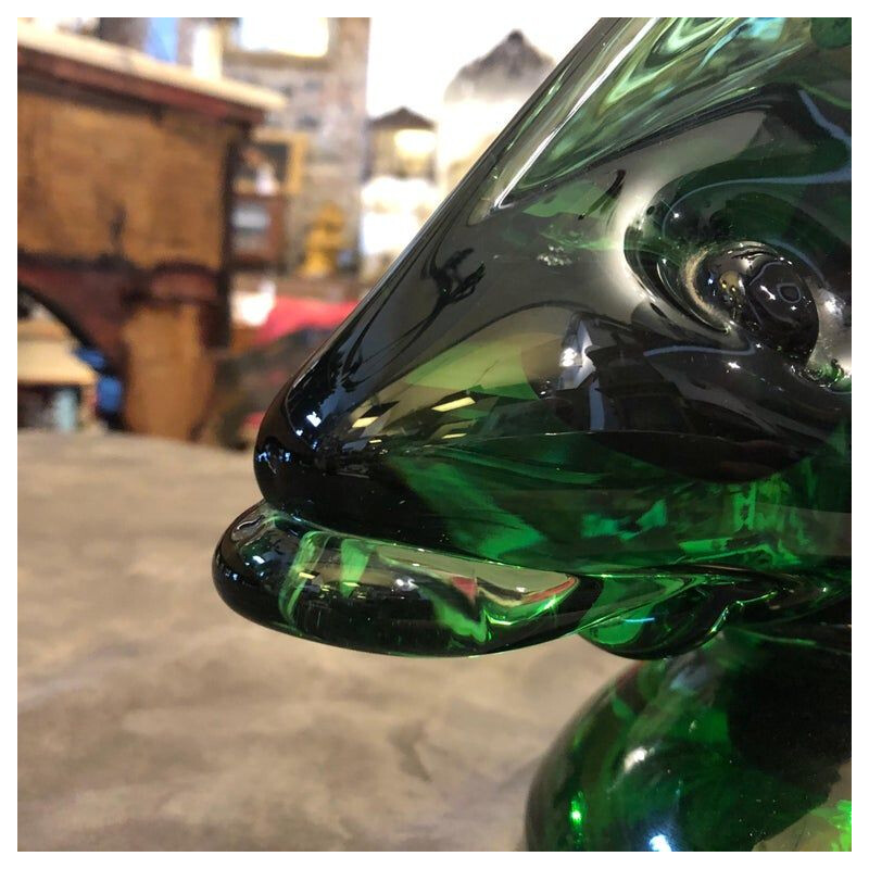 Requin Vert et Rouge en verre de Murano 1970