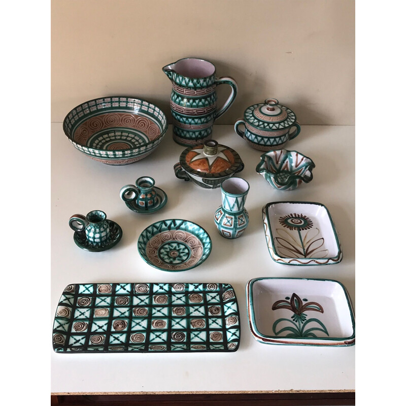 Set 12 vintage ceramics Robert Picault design 1960 