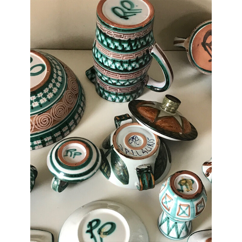 Set 12 vintage ceramics Robert Picault design 1960 