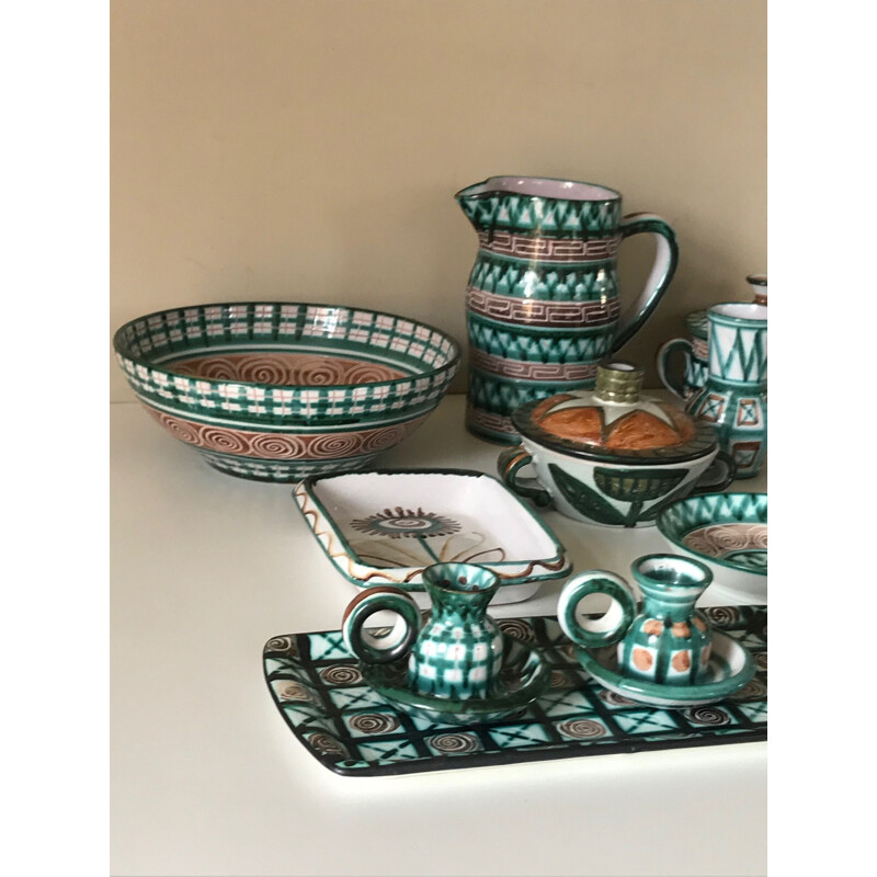 Set 12 vintage ceramics Robert Picault design 1960 