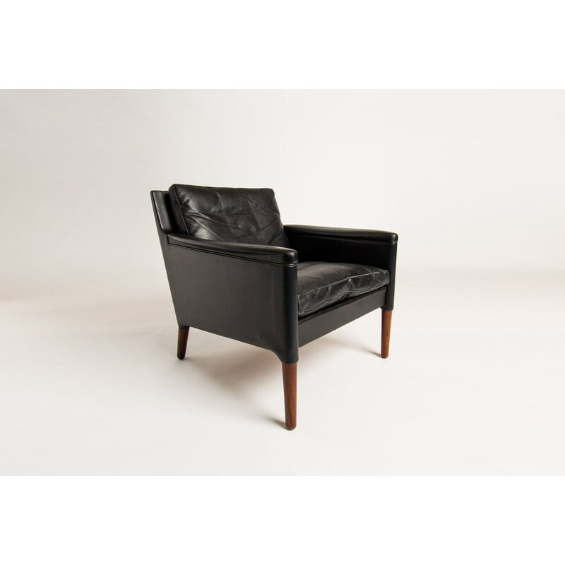 Chaise Vintage en cuir et palissandre par Kurt Ostervig Danois 1950