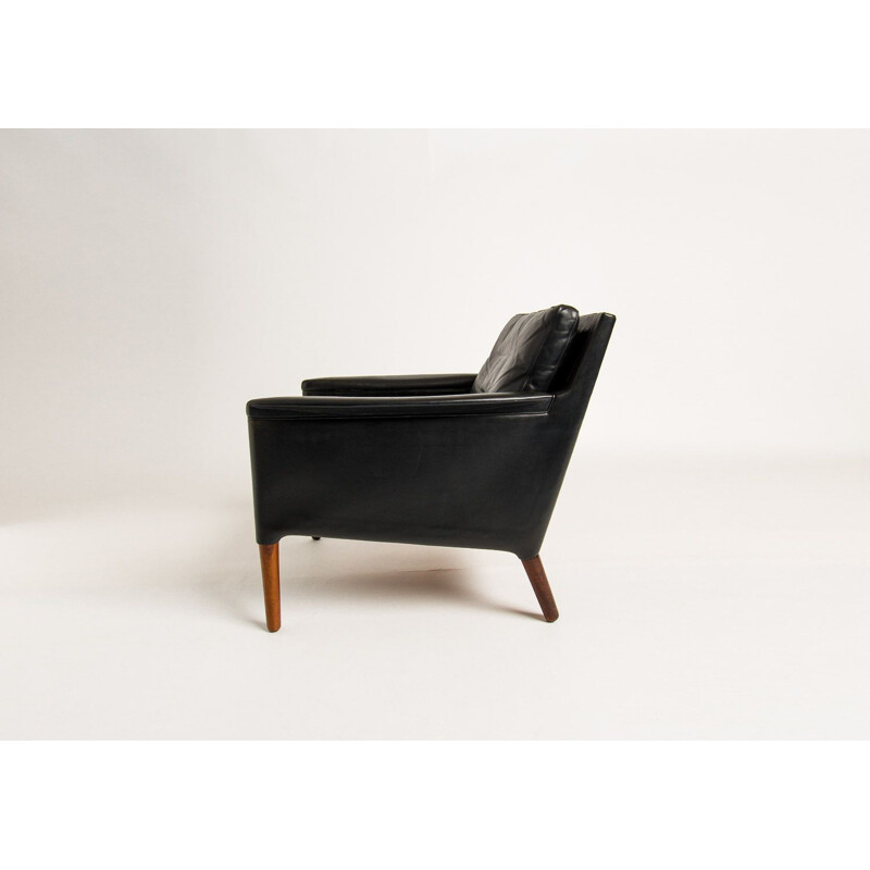 Chaise Vintage en cuir et palissandre par Kurt Ostervig Danois 1950