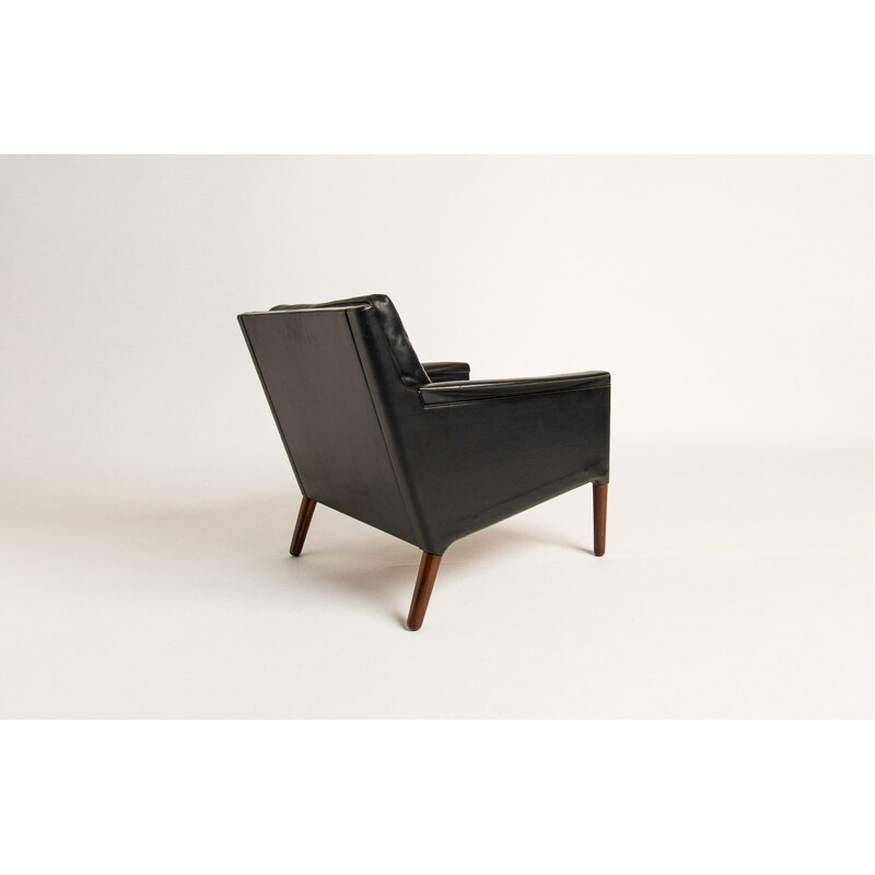 Chaise Vintage en cuir et palissandre par Kurt Ostervig Danois 1950