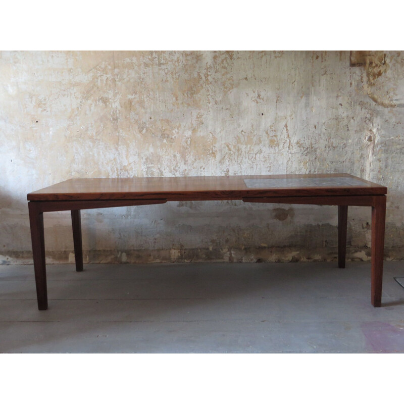 Vintage coffee table in rosewood and ceramic tiles, Denmark 1960