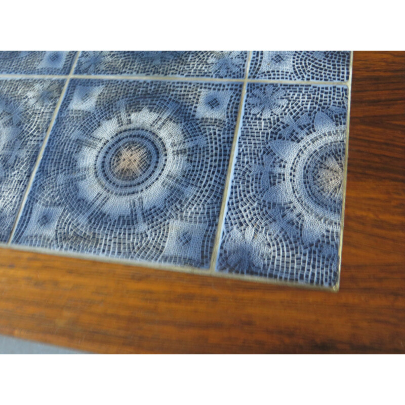 Mesa de centro vintage de palisandro y azulejos de cerámica, Dinamarca 1960