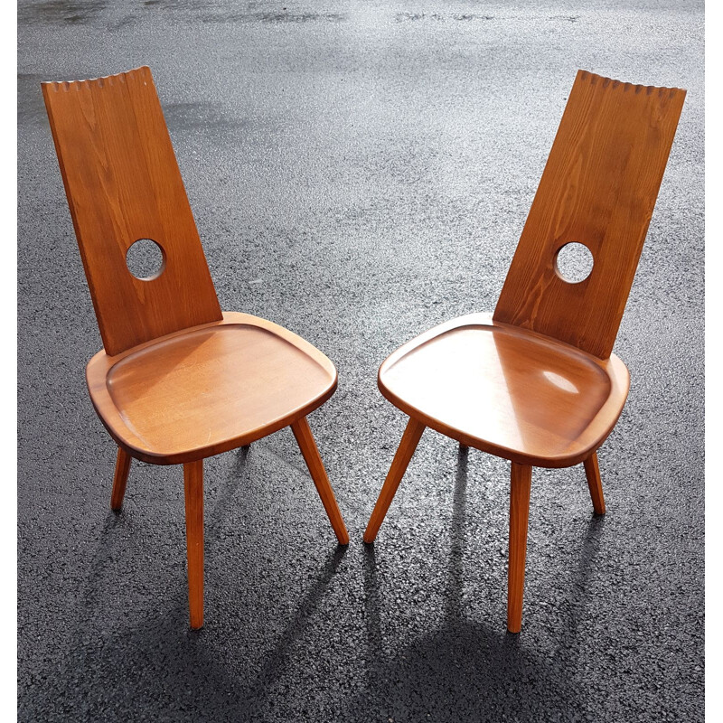 Coppia di sedie brutaliste vintage degli anni '70