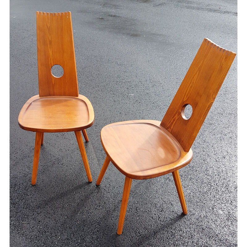 Paire de chaises brutalistes vintage 1970