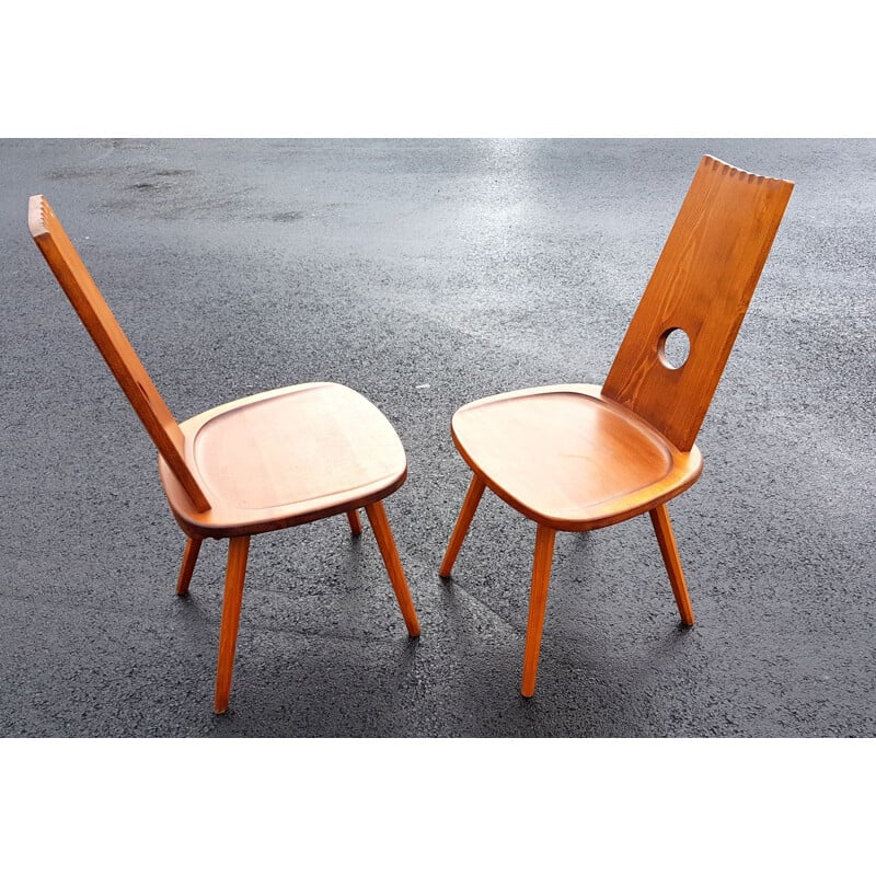 Paar brutalistische Stühle Vintage 1970