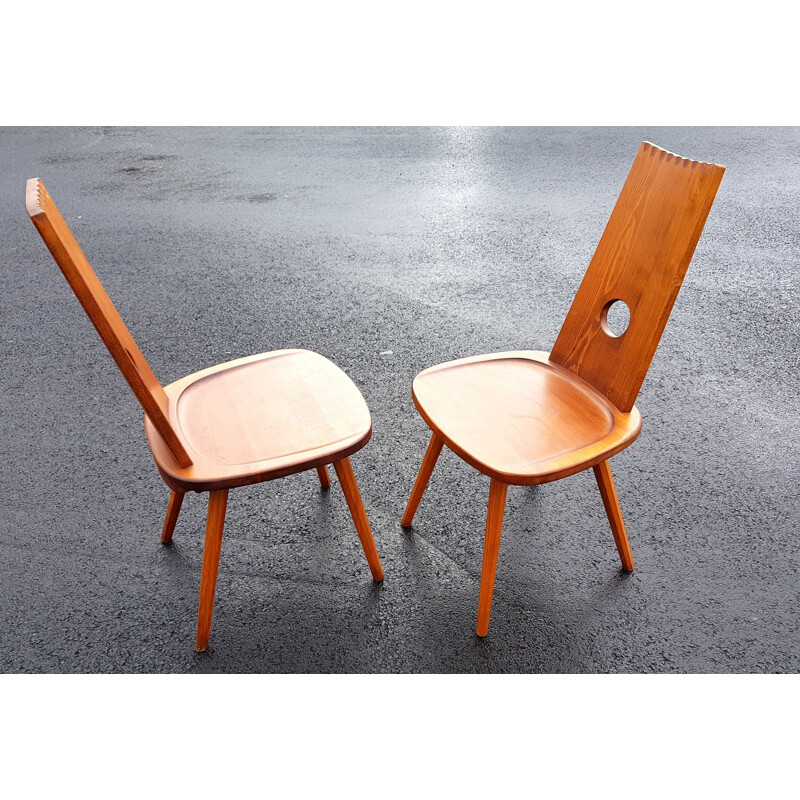 Par de cadeiras brutalistas vintage dos anos 70