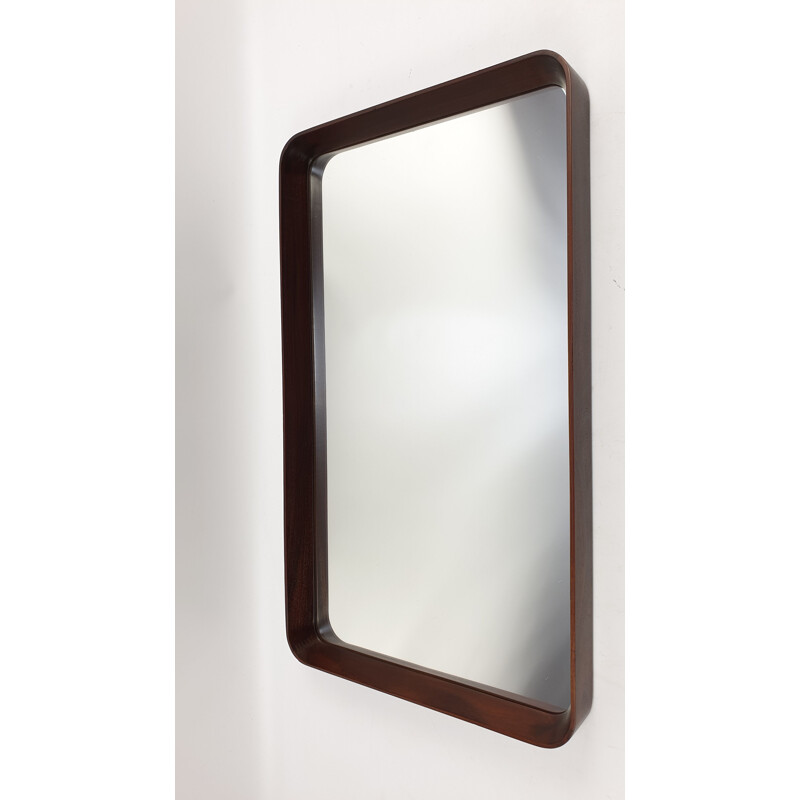 Vintage Italian wall mirror in teak, 1950s