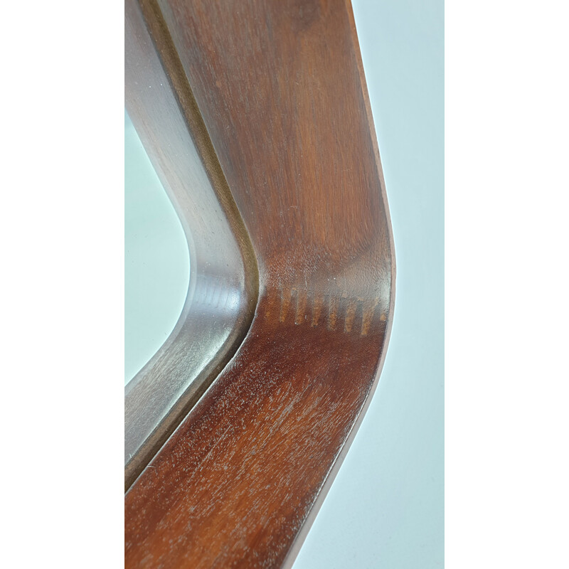 Vintage Italian wall mirror in teak, 1950s