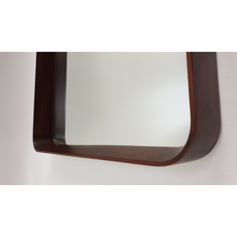 Vintage Italian wall mirror in teak, 1950s