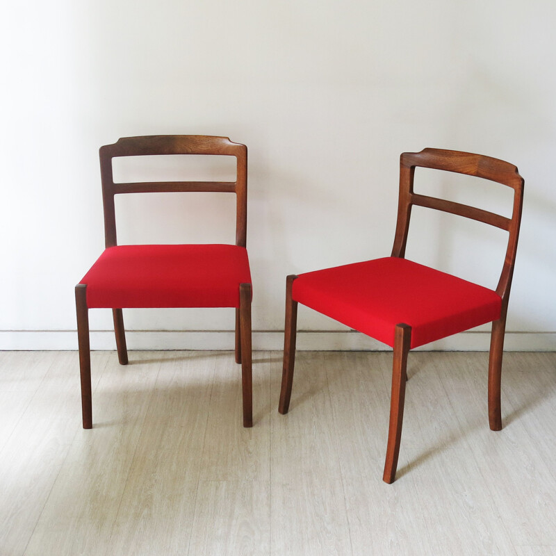 Set of 6 AJ Iversen dining chairs, Ole WANSCHER - 1960s