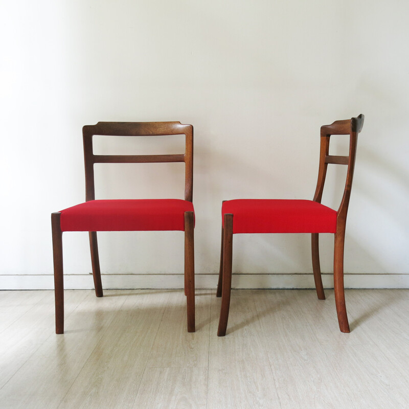 Set of 6 AJ Iversen dining chairs, Ole WANSCHER - 1960s