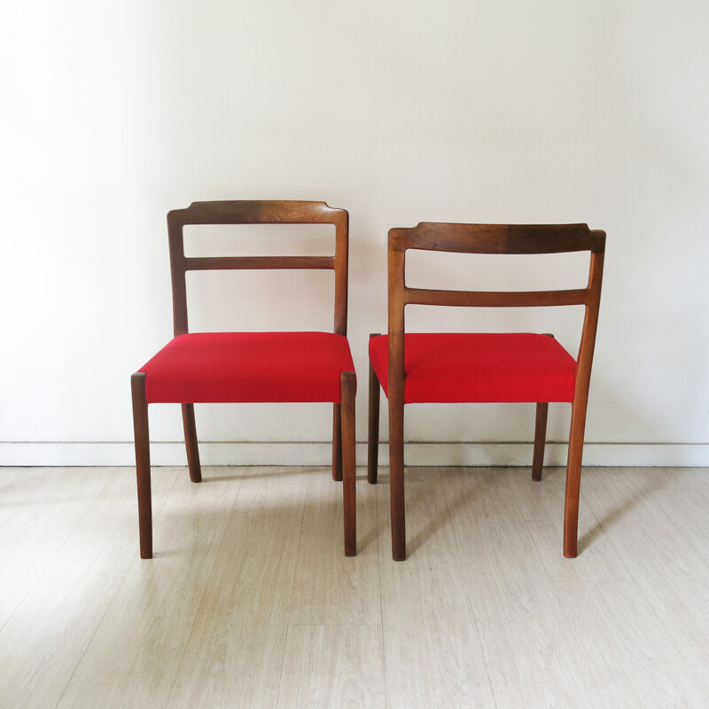 Set of 6 AJ Iversen dining chairs, Ole WANSCHER - 1960s