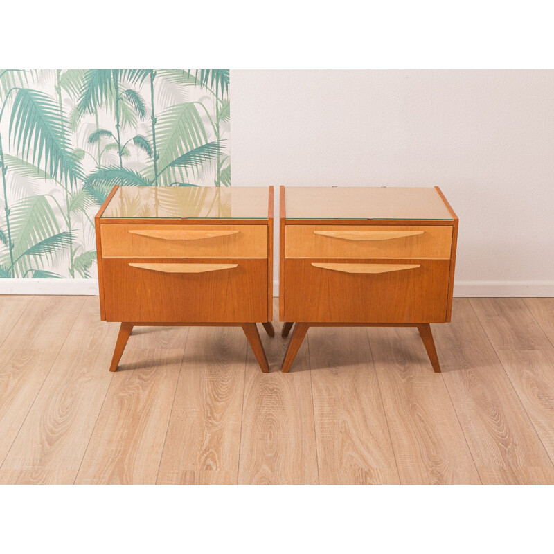 Vintage pair of bedside tables in teak and ashwood, 1950s