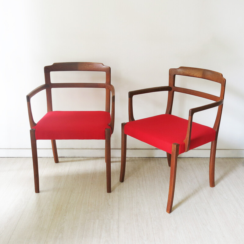 Set of 6 AJ Iversen dining chairs, Ole WANSCHER - 1960s