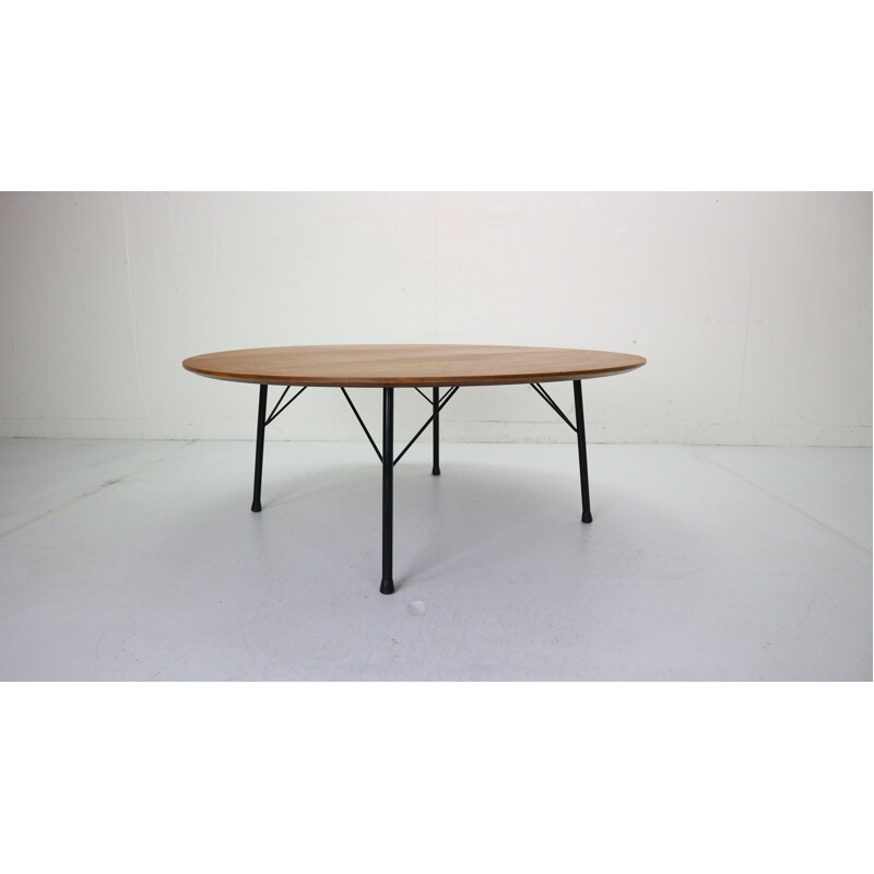 Table basse ronde vintage en teck, design danois, par Cees Braakman pour Pastoe, 1960