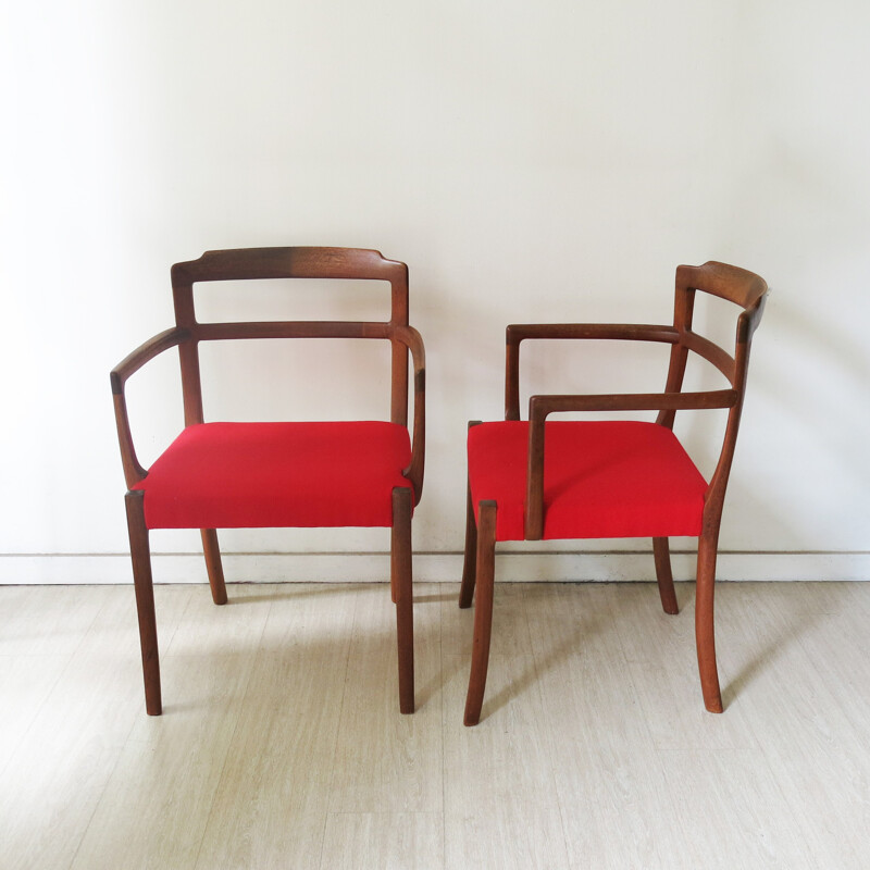 Set of 6 AJ Iversen dining chairs, Ole WANSCHER - 1960s