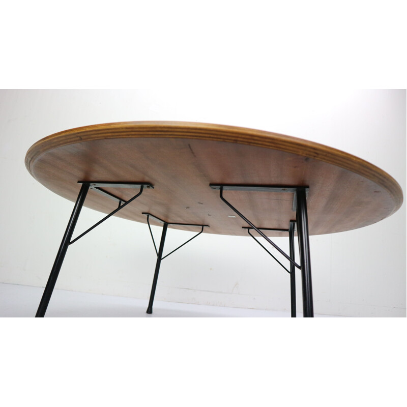 Table basse ronde vintage en teck, design danois, par Cees Braakman pour Pastoe, 1960