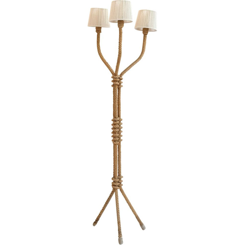 Vintage floor lamp in rope, 1940-50s