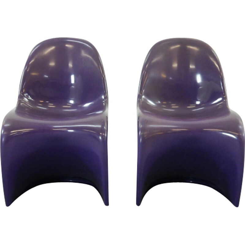 Pair of vintage Panton S-Chairs in Purple by Verner Panton for Herman Miller, 1971